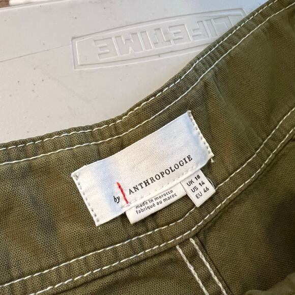 Anthropologie Green Linen Jackson Tapered Utility Pants Size 14 - Picture 14 of 16